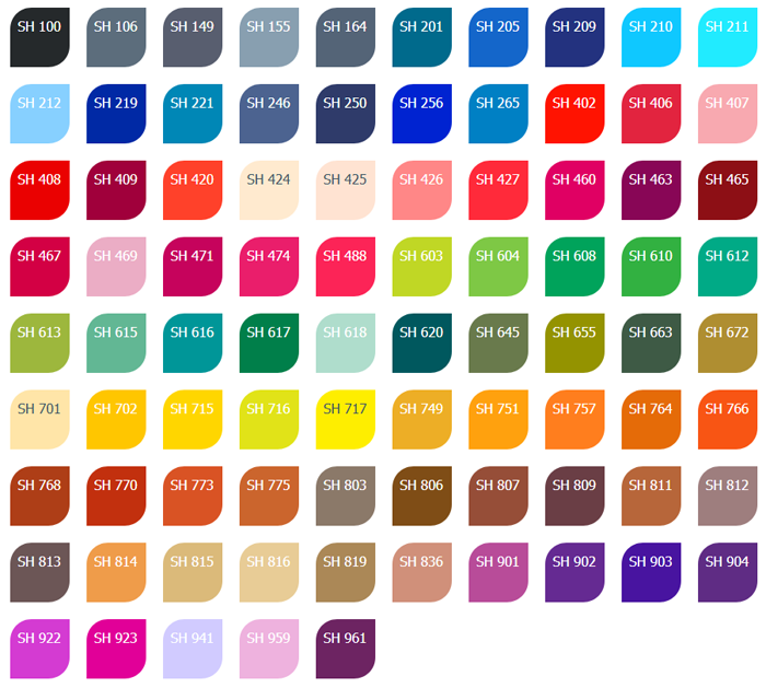 Farbtabelle 85 Standardfarben
