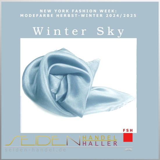 Seidentuch Luxus Ponge 4.2, Format: 35 x 35cm, Trendfarbe Winter Sky