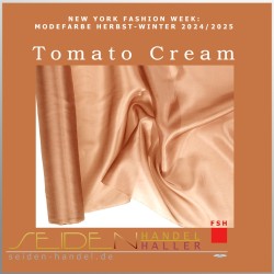 Meterware Luxus Ponge 04, 92cm, 3m-Coupon, Trendfarbe Tomato Cream