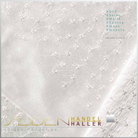 Stoffmuster Seide-Viskose Doupion Flores, naturweiss