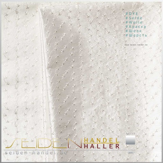 Stoffmuster Seide-Viskose Doupion Flores, naturweiss