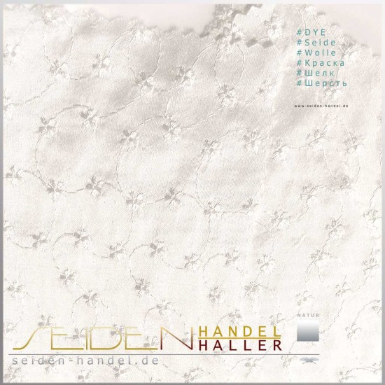 Stoffmuster Seide-Viskose Doupion Flores, naturweiss