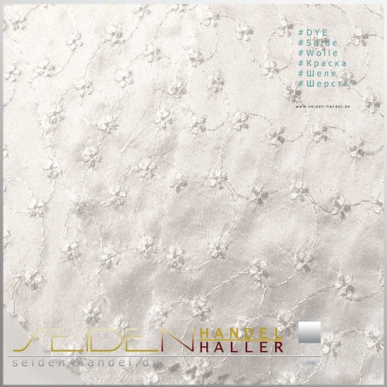 Stoffmuster Seide-Viskose Doupion Flores, naturweiss