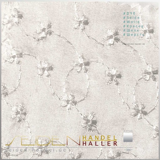 Stoffmuster Seide-Viskose Doupion Flores, naturweiss