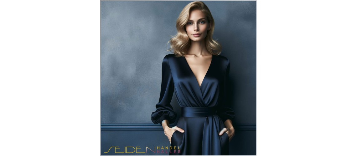 Seidensatin Dunkelblau