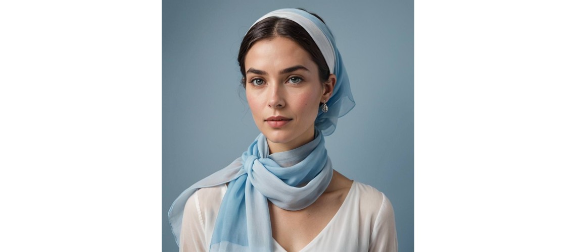 Chiffonschals in Blau und Hellblau