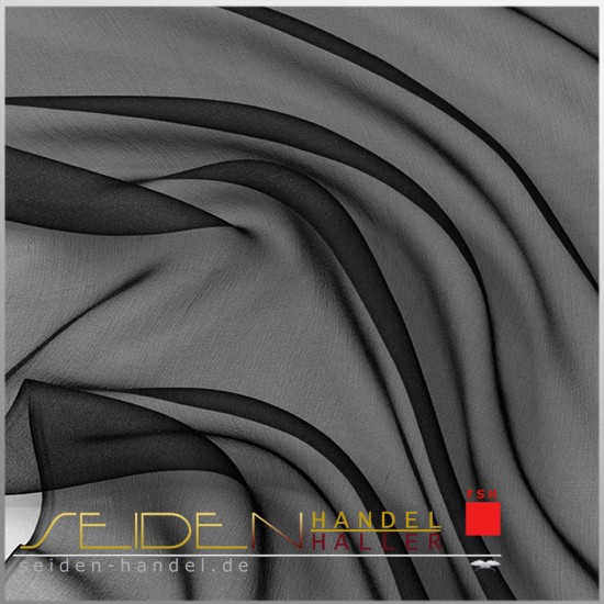 Meterware Chiffon 4.5, 90cm, in 3m-Coupon, schwarz