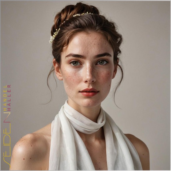 Grosser Crepe de Chine-Damenschal, naturweiss