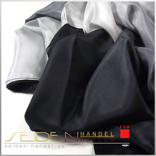 Seidenschal Ponge 05, 110 x 220cm, schwarz-weiss