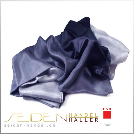 Seidenschal Ponge 05, 110 x 220cm, nachthimmelblau-weiss
