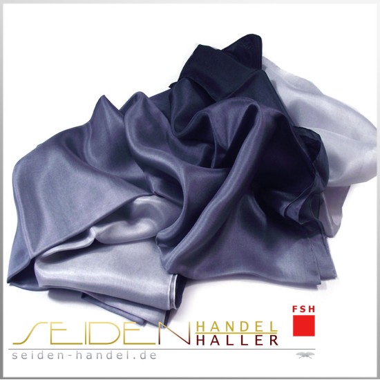 Seidenschal Ponge 05, 110 x 220cm, nachthimmelblau-weiss