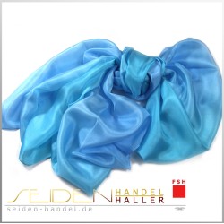 Seidenschal Ponge 05 110 x 220cm,  blau-türkis