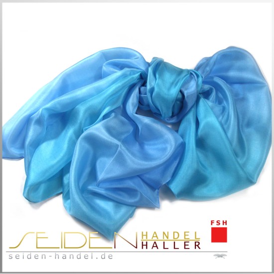 Seidenschal Ponge 05 110 x 220cm,  blau-türkis