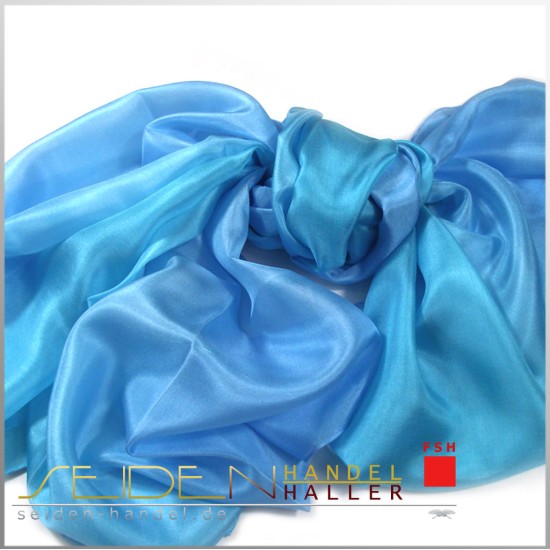 Seidenschal Ponge 05 110 x 220cm,  blau-türkis