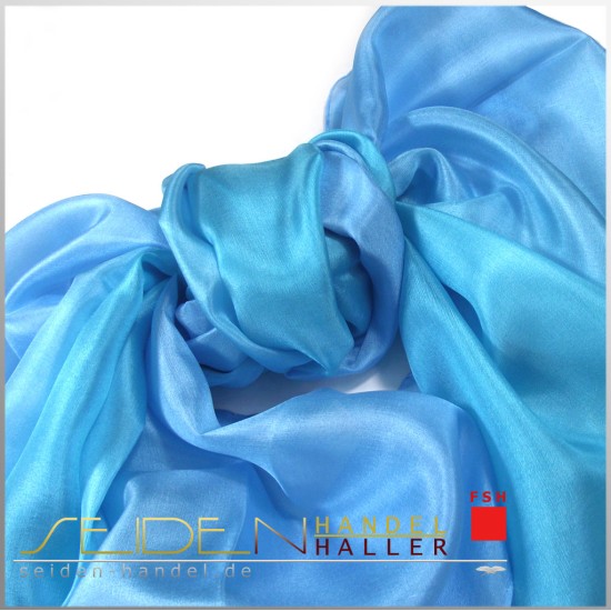 Seidenschal Ponge 05 110 x 220cm,  blau-türkis