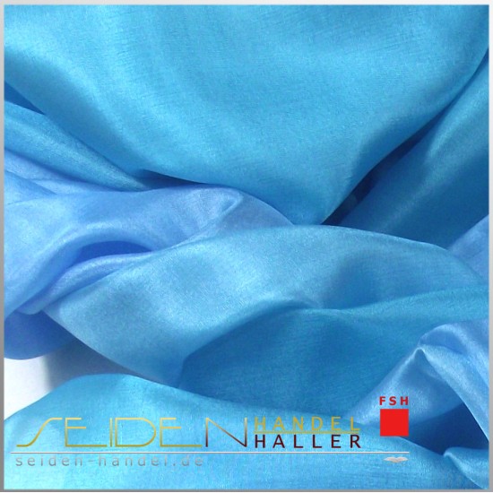 Seidenschal Ponge 05, 45 x 150cm, blau-türkis
