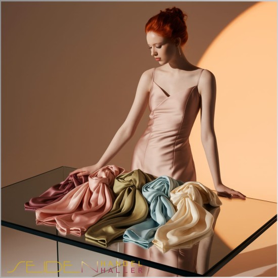 Seidenschal Ponge 05, 140 cm lang, Floral Pathways