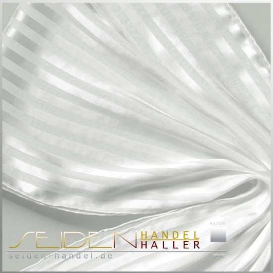 Seidenschal Streifensatin 11, 45 x 180cm, naturweiss