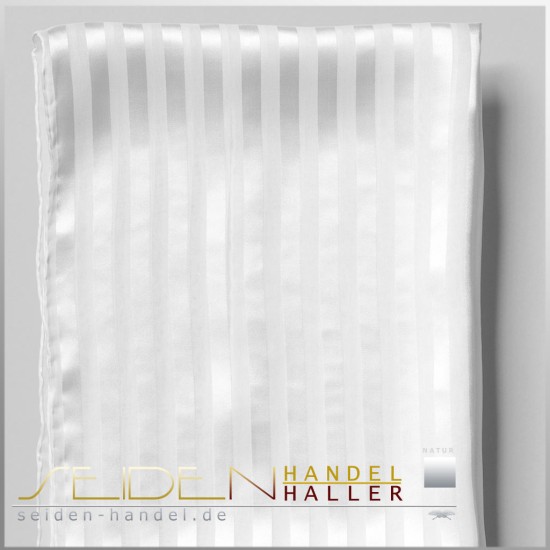 Seidenschal Streifensatin 11, 45 x 180cm, naturweiss