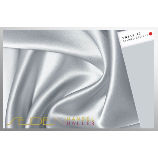 Seidenstoff Crepe Satin 30, Silber Metallic