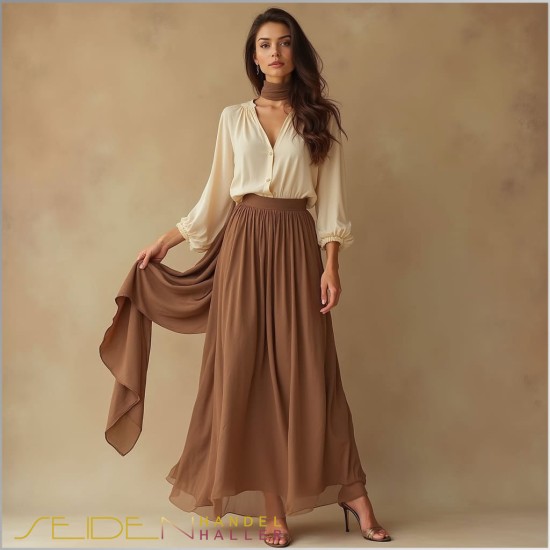Meterware Chiffon 4.5, 90cm, Trendfarbe Mocha Mousse