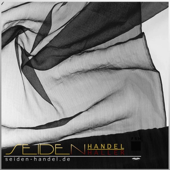 Meterware Crinkle Chiffon 4.5, 136cm, schwarz