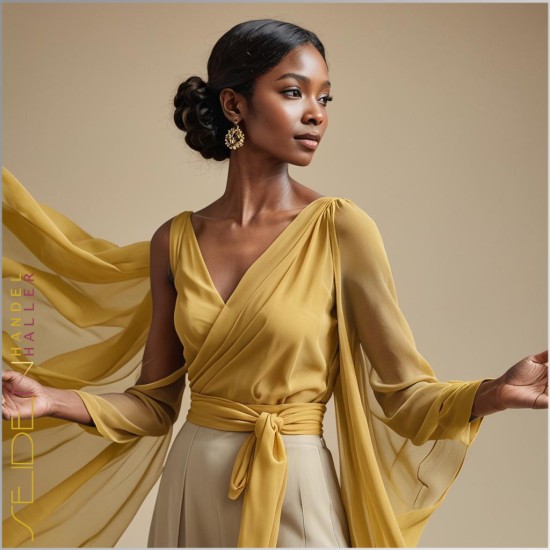 Meterwaren Crinkle Chiffon Gelb