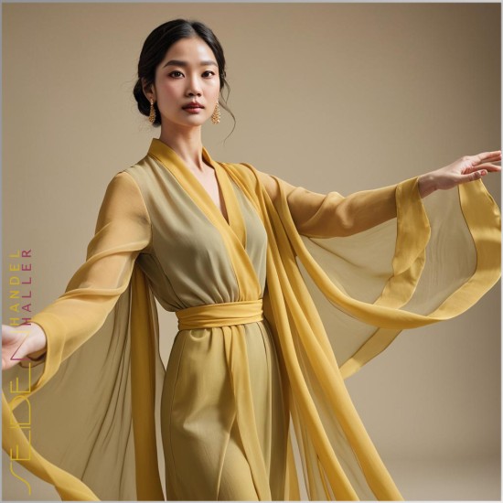 Meterwaren Crinkle Chiffon Gelb