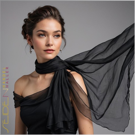 Meterware Chiffon 3.5, 110cm, schwarz