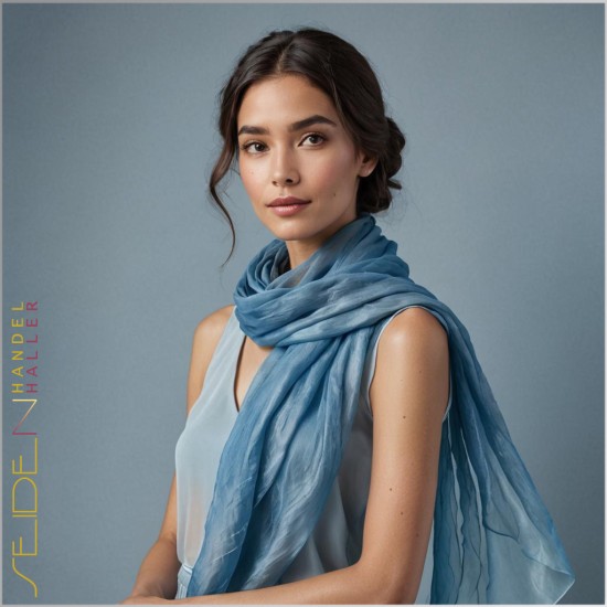 Meterwaren Crinkle Chiffon Blau