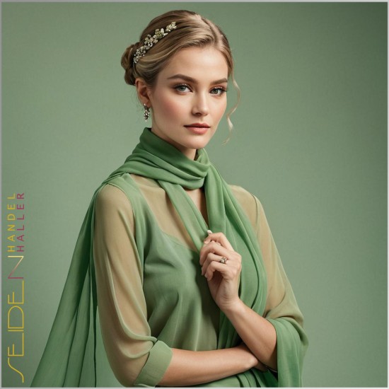 Meterwaren Crinkle Chiffon Grün