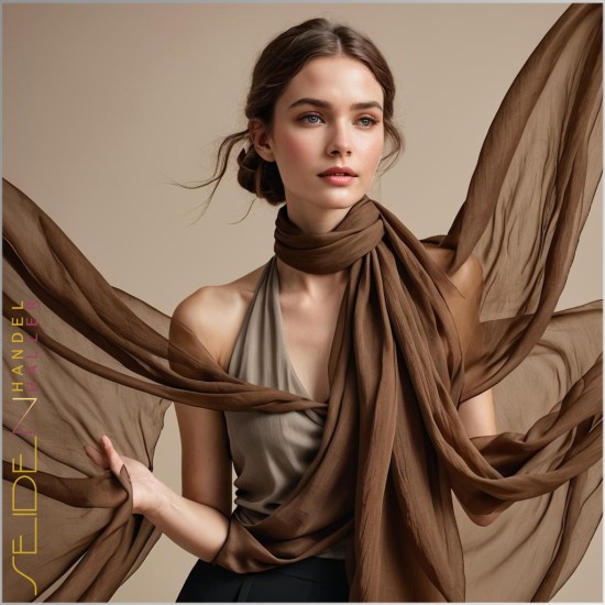 Meterwaren Crinkle Chiffon Braun