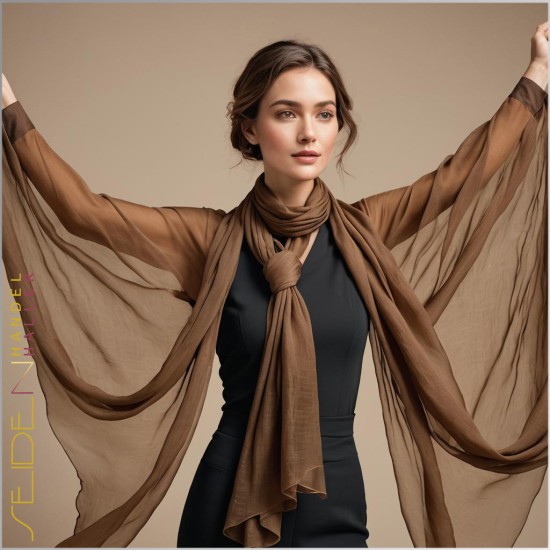 Meterwaren Crinkle Chiffon Braun