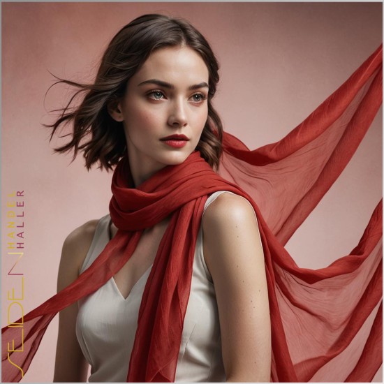 Meterwaren Crinkle Chiffon Rot