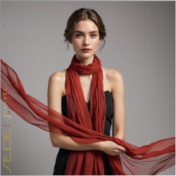 Meterwaren Crinkle Chiffon Rot