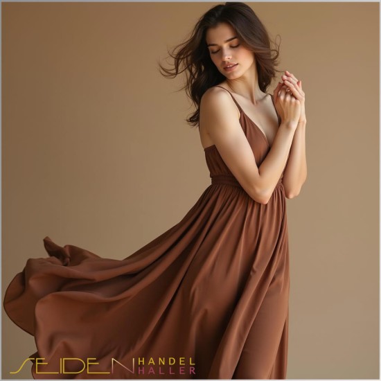 Seidenstoff Luxus Ponge 04, 92cm, 3m-Coupon, Trendfarbe Mocha Mousse