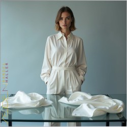 Seidentuch Crepe de Chine 08, 90 x 90cm, naturweiss