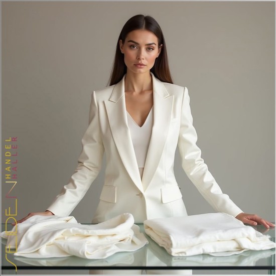 Seidentuch Crepe de Chine 14, Format: 138 x 138cm, naturweiss Seidentuch Crepe de Chine 14, Format: 138 x 138cm, naturweiss