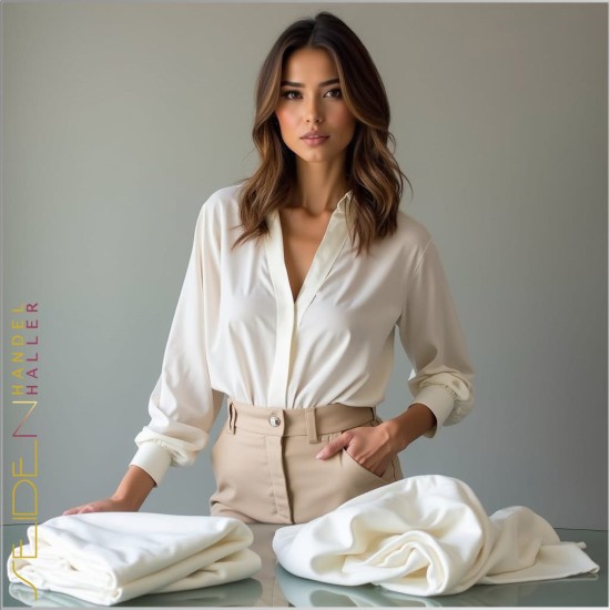 Seidentuch Crepe de Chine 10, Format: 90 x 90cm, naturweiss