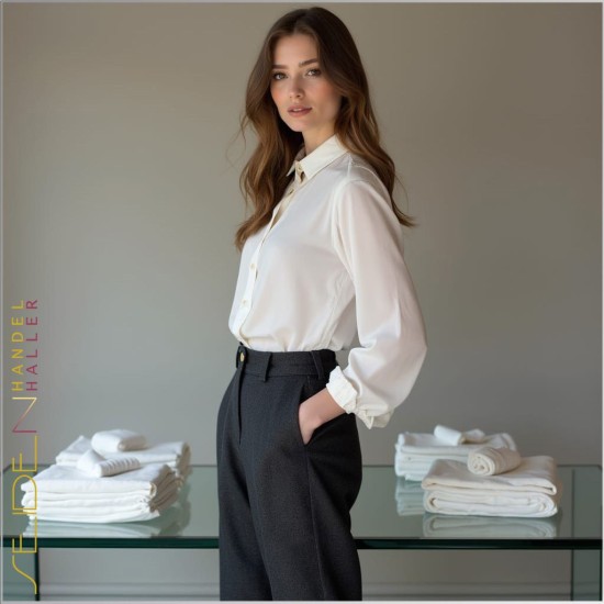 Seidentuch Crepe de Chine 12, Format: 90 x 90cm, naturweiss