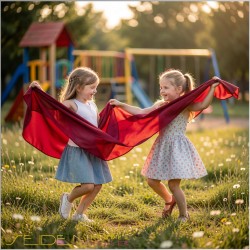 Spieltuch Zinnoberrot Ponge 06 110x110cm