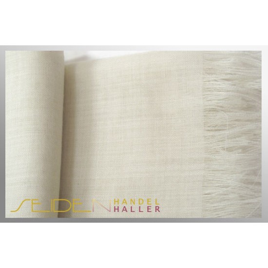 Merino-Schal BIO-Etamine de laine, 50 x 180cm, Fransenschal, naturweiss