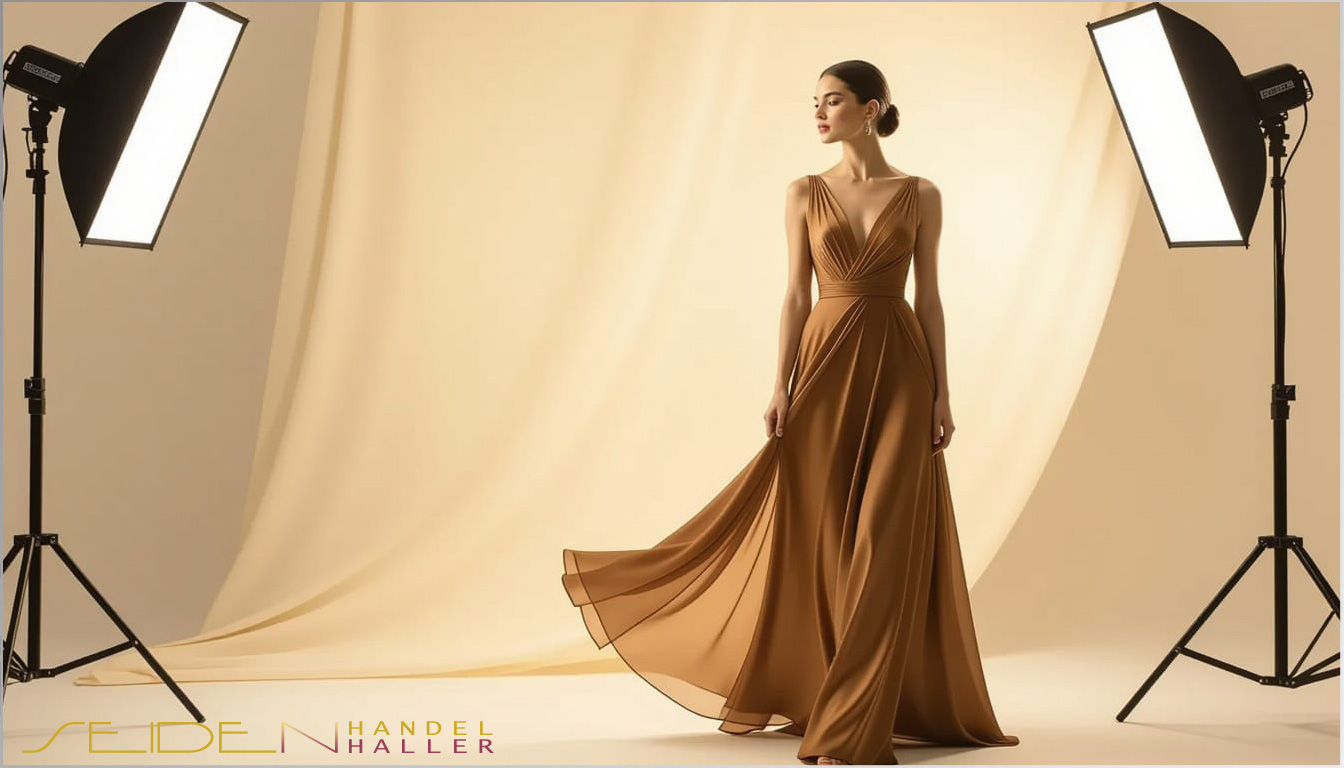 Seidenstoff aus Chiffon - Bronze Brown