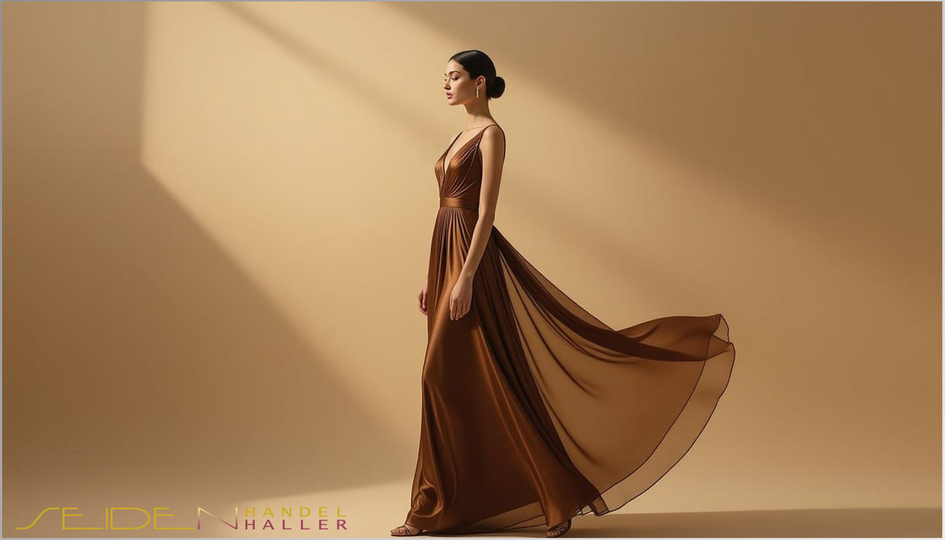 Seidenstoff aus Chiffon - Bronze Brown