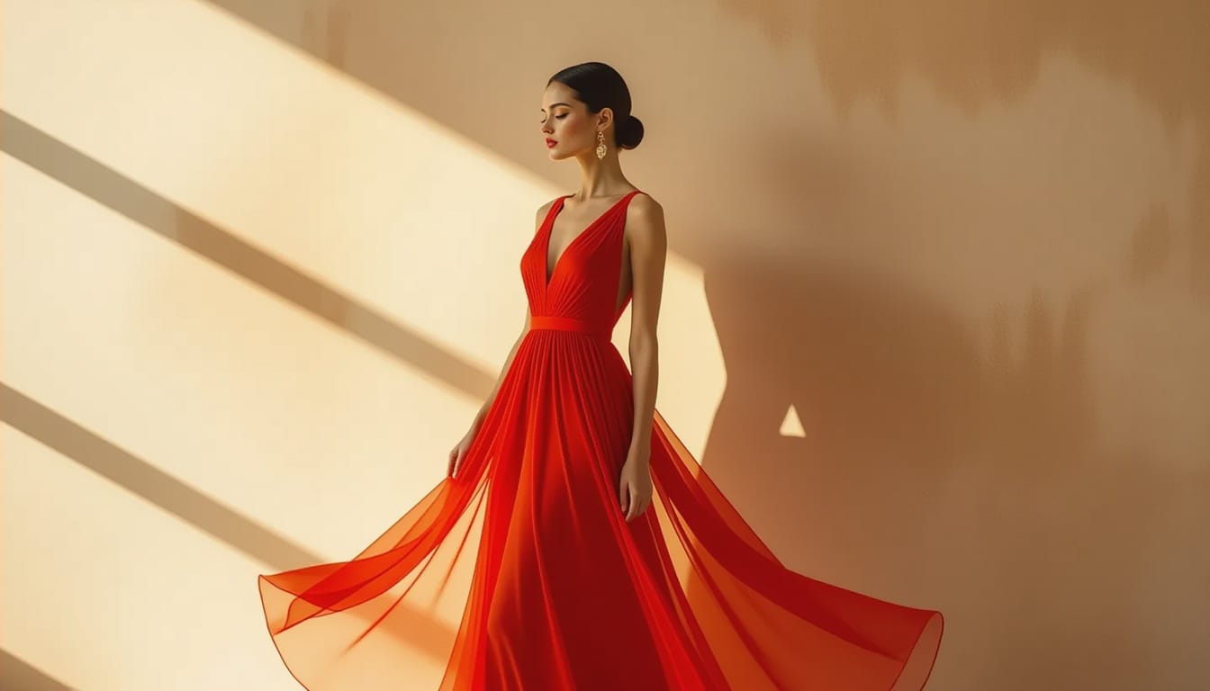 Seidenstoff aus Chiffon - Chili Oil