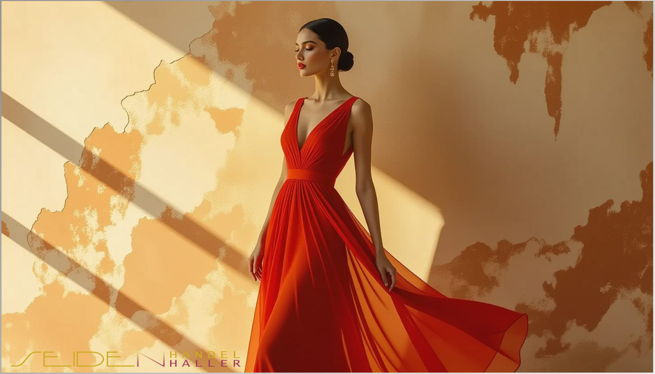 Seidenstoff aus Chiffon - Chili Oil