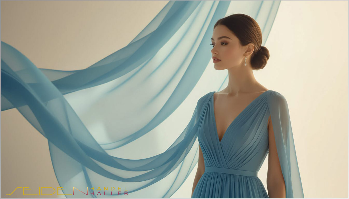 Seidenstoff aus Chiffon - Lyons Blue